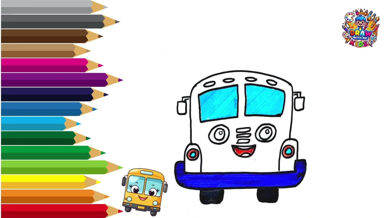 How to Draw a Cute School Bus 🚌 | Fun Drawing Tutorial for Kids #kids #toddlers