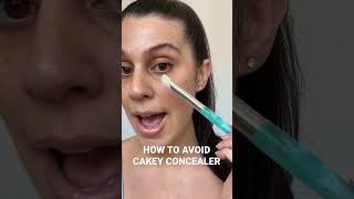 How to avoid cakey concealer under eye makeup using a makeup sponge and concealer brush #shorts
