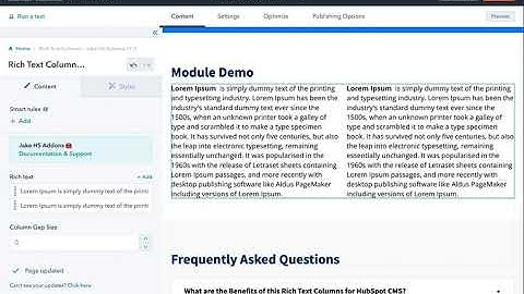 Rich Text Columns HubSpot CMS Module by Jake Lett
