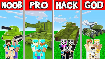 Minecraft: FAMILY SUPER TANK BUILD CHALLENGE - NOOB vs PRO vs HACKER vs GOD in Minecraft