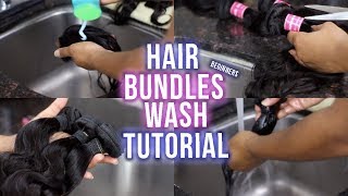 HOW TO: WASH HAIR BUNDLES IN 10 MINS! (FAST) Beginners Tutorial (Longqi Hair) | Annesha Adams