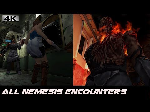 Resident Evil 3 - All Nemesis Encounters\\Battles [4k]