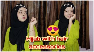 Hijab with accessories/head band | latest party wear hijab style | The farheen shaikh🧡