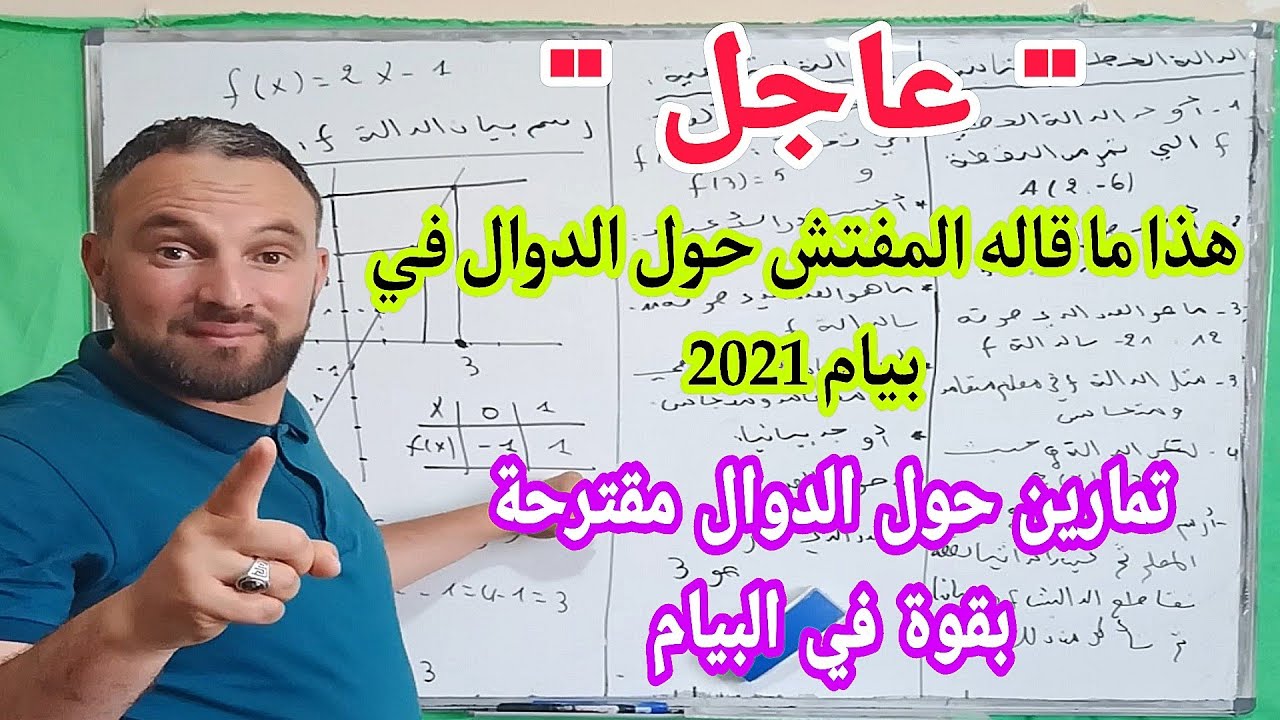 مراجعة شامل لمقطع الدوال الدالة الخطية و الثابتة والدالة التآلفية تمارين مقترحة بقوة لبيام 2021