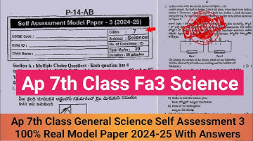Ap 7th class science Fa3 💯real question paper 2025 with answers|7th class fa3 general science paper