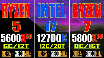 RYZEN 5 5600X3D vs INTEL i7 12700K vs RZEN 7 5800X3D || PC GAMES TEST ||