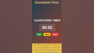 Amazing Countdown Timer with Start, Pause & Reset | HTML CSS JavaScript Project #short #Timer #web