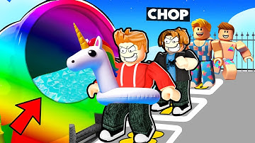 ROBLOX CHOP AND FROSTY PLAY GET IN LINE FOR WATER SLIDE