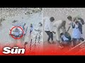 CCTV Footage: Schoolgirls hit by car during biker's U-turn attempt in Karnataka