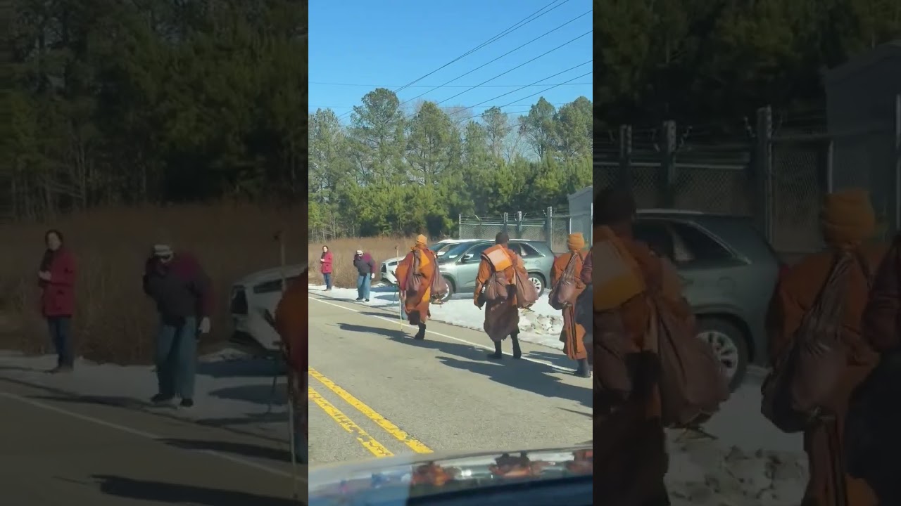 Walk for Peace Monks crossing from North Carolina to Virginia  