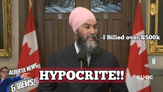 HYPER HYPOCRITE Jagmeet Singh destroyed by reporters at Carbon Tax press conference.