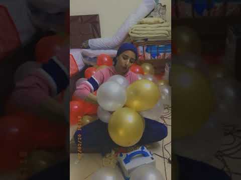 طريقه نفخ و ربط البلالين لتزين غرفه نوم 