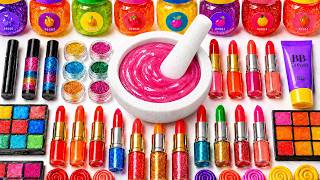 Satisfying Slime ASMR 🌈 DIY How To Make Pink Slime Mixing Makeup Glitters Eyeshadow Squishy