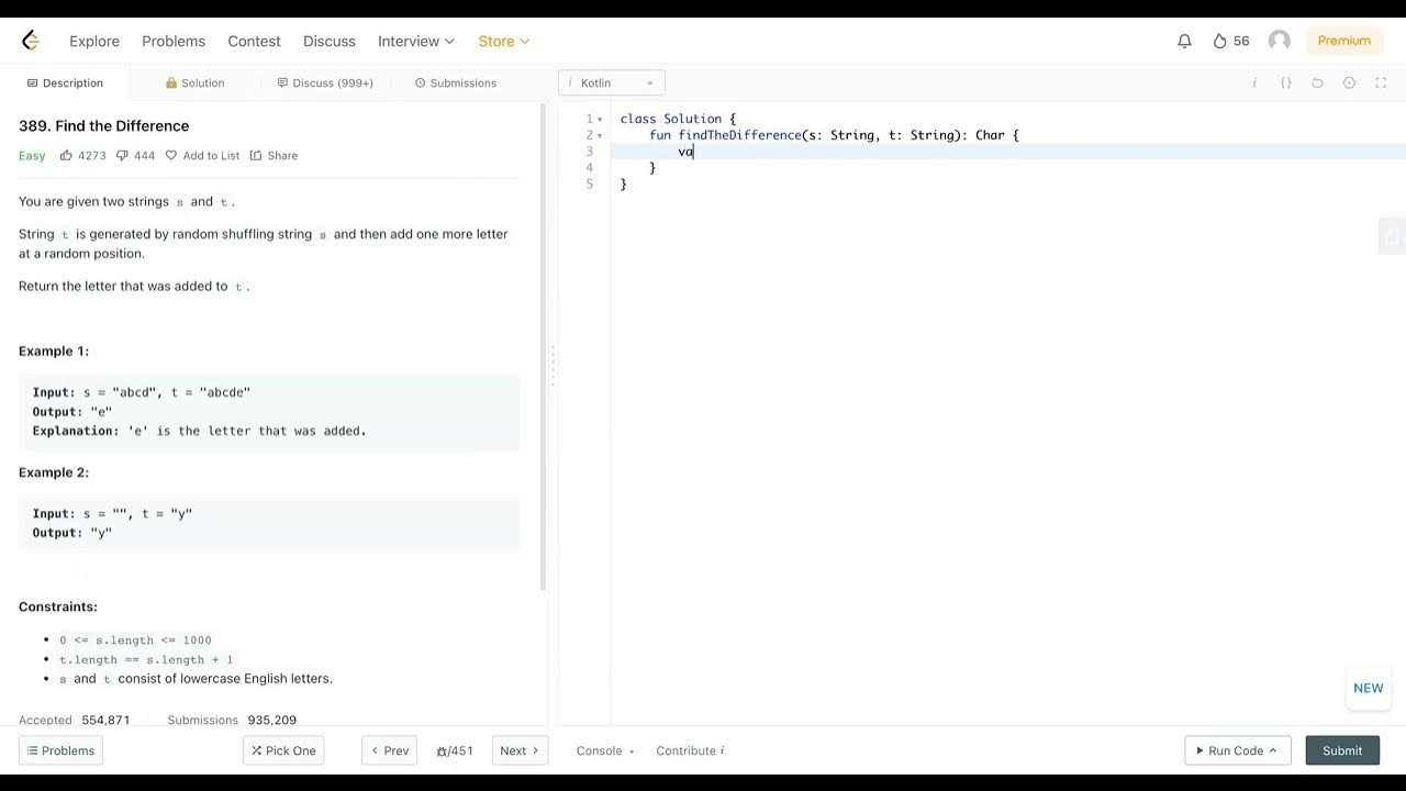 LeetCode September Daily - Day 25 - 389. Find the Difference - YouTube