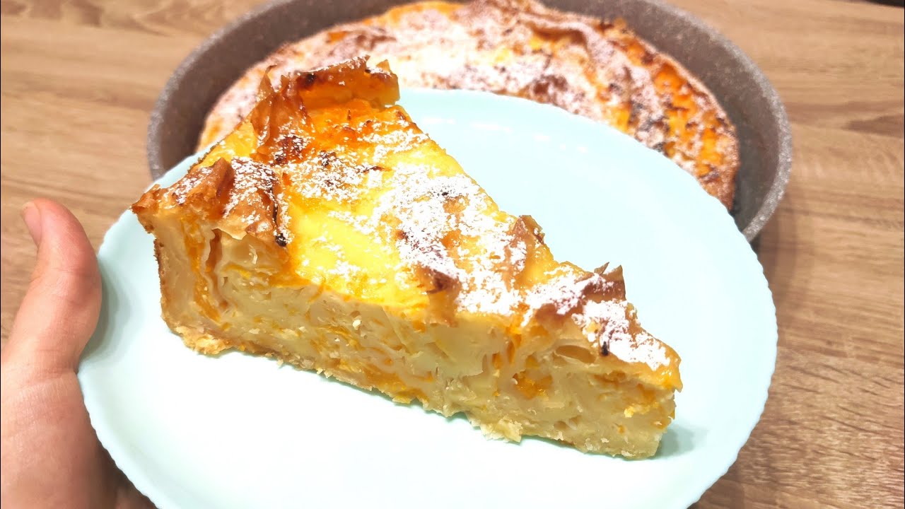 Тиквеник с крем карамел. Лек и сочен десерт с тиква.