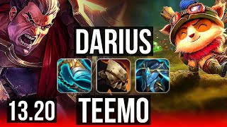 DARIUS vs TEEMO (TOP) | Penta, Comeback, 2.8M mastery, 1200+ games, Legendary | EUW Master | 13.20