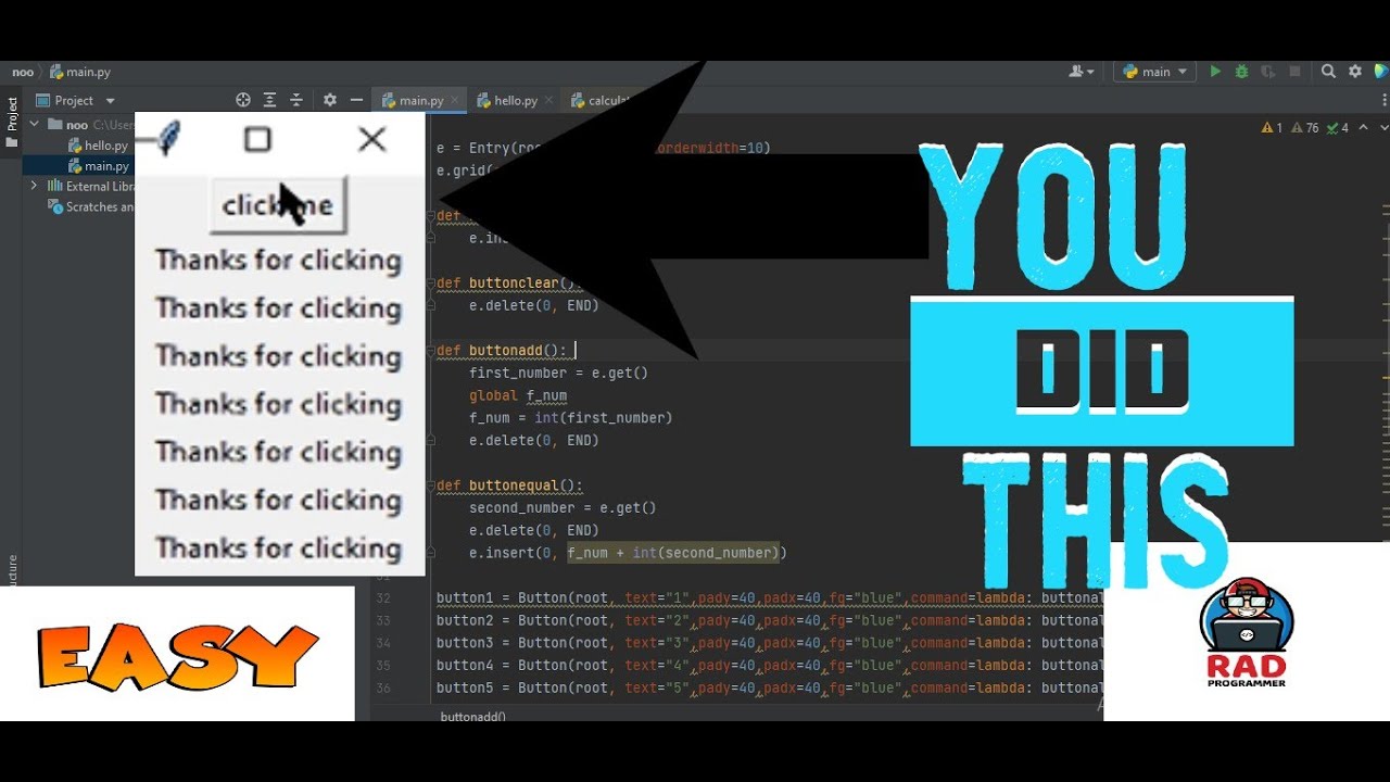 How to create a simple GUI using tkinter in python - YouTube