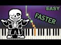 Megalovania - Undertale - EASY Piano Tutorial (FASTER)