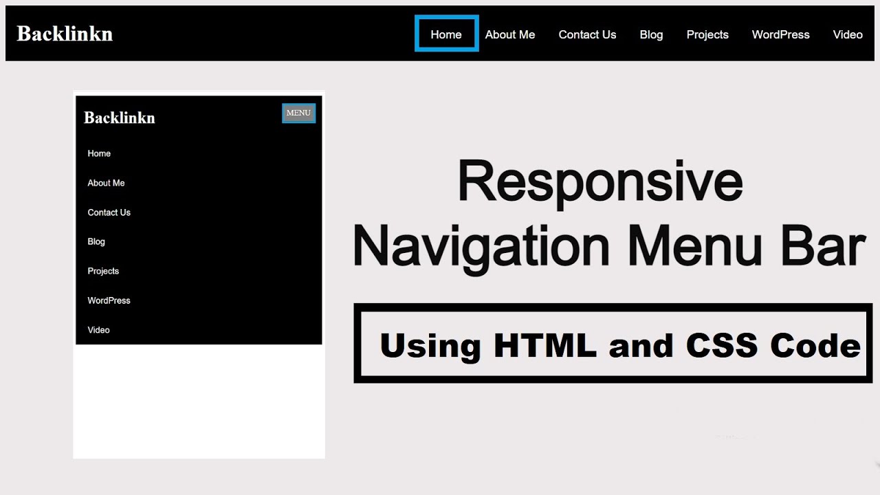 Responsive Navigation Menu Bar Design Using Only HTML and CSS