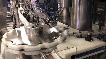 Automatic Inline Filler and Capper model Minipiston-8 and Chuck Capper with Plug Inserter