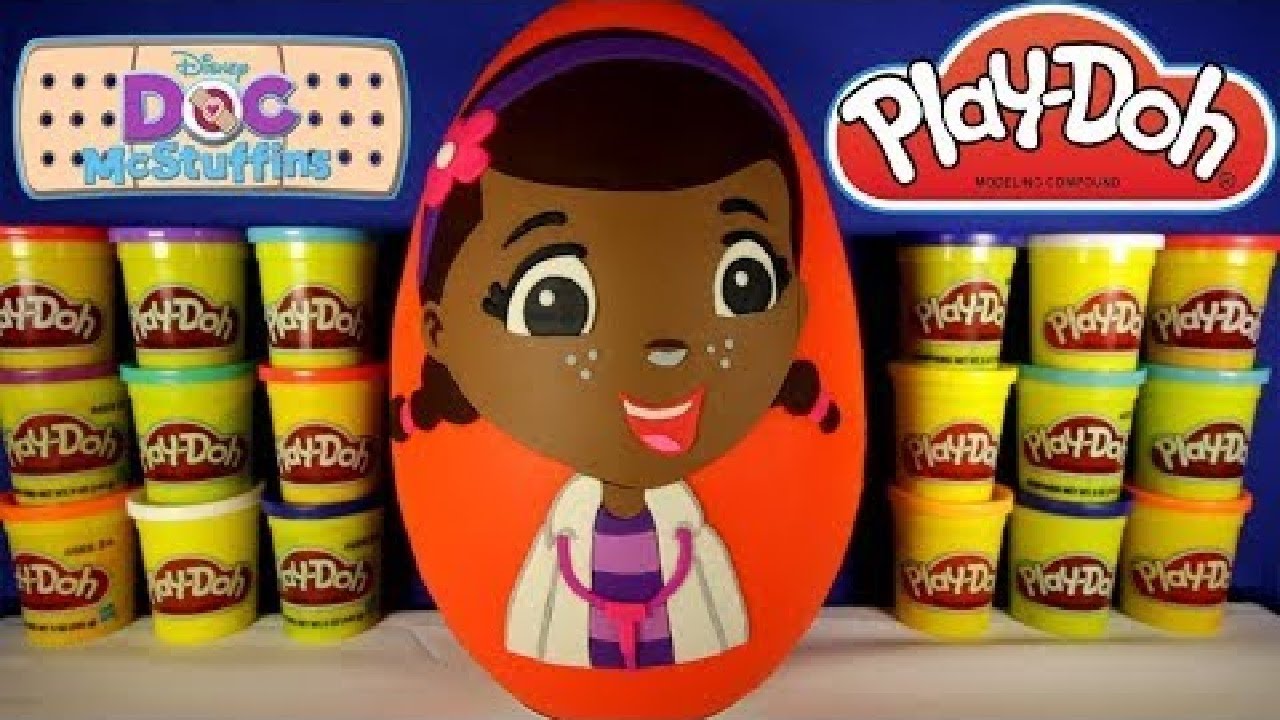 GIANT DOC MCSTUFFINS Surprise Egg Play Doh - Disney Junior Toys Hello Kitty BFFs