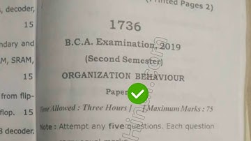2019 RMLAU BCA 2nd Sem Organization Behaviour Question Paper