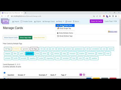 Your Flashcards website - a simple program for studying flashcards