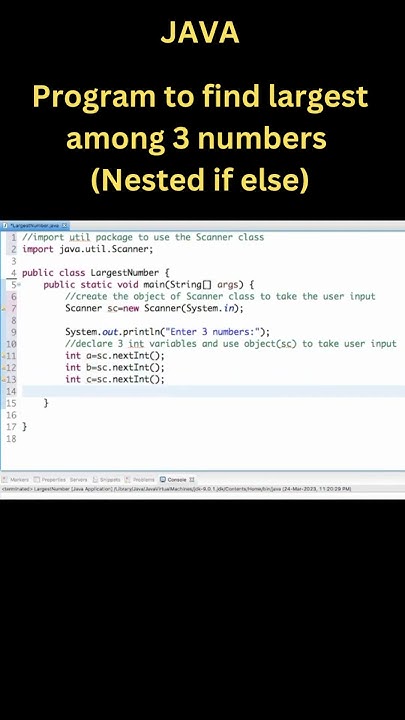 Java Program to find largest among 3 numbers #shorts - YouTube