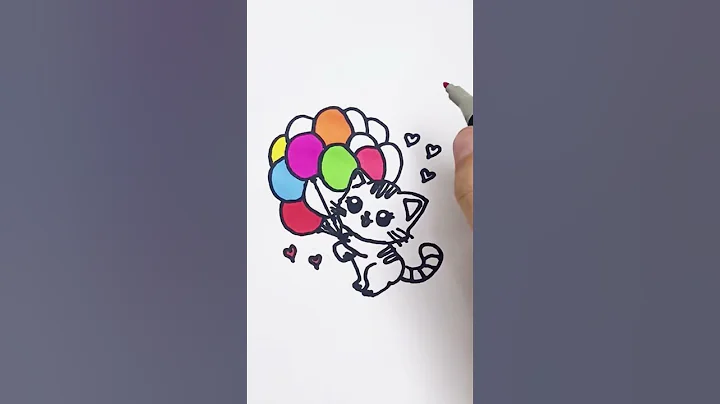 Cute Cat Flying with Colorful Balloons 🎈🐱 | Adorable Animation! #coloringforkids #kidsart