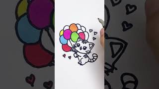 Cute Cat Flying with Colorful Balloons ππ± | Adorable Animation! #coloringforkids #kidsart Cute Cat Flying with Colorful Balloons ππ± | Adorable Animation! #coloringforkids #kidsart