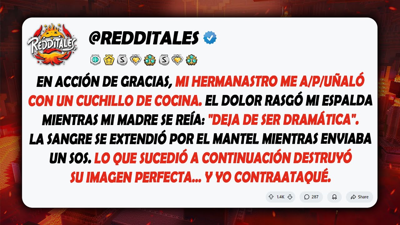 Mi hermanastro me apuñaló con un c/u/chillo de cocina. El dolor atravesó mi espalda...