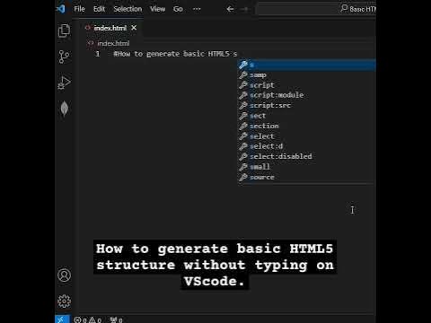 How to Generate Basic HTML5 Structure | Visual Studio Code # ...