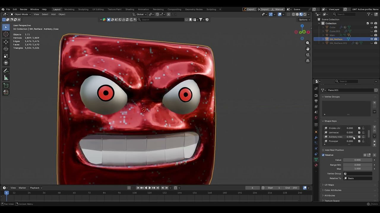 Showreel poster — Blender facial rig / shape-keys test