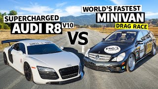Can a 700hp Supercharged Minivan Beat a V10 Audi R8? // THIS vs THAT