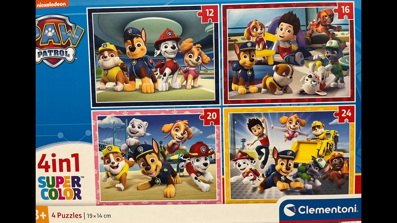 Paw Patrol Puzzle New Unboxing playing for kids 4 in 1 Clementoni 12-24 pieces