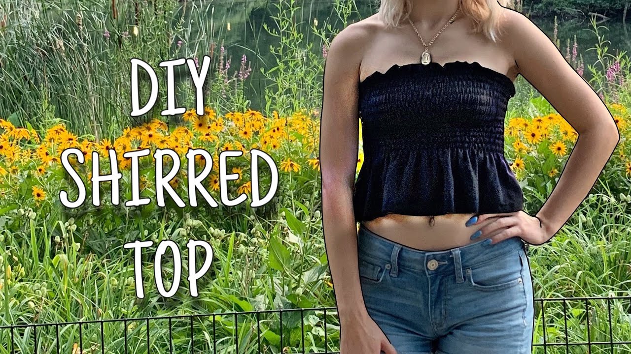 Shirred Crop Top made from T-shirts ! | Refashion Old T-shirts
