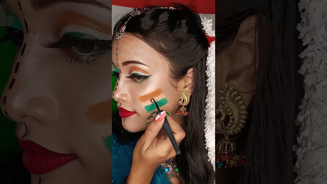 Indian flag  🇮🇳 inspired makeup look 
