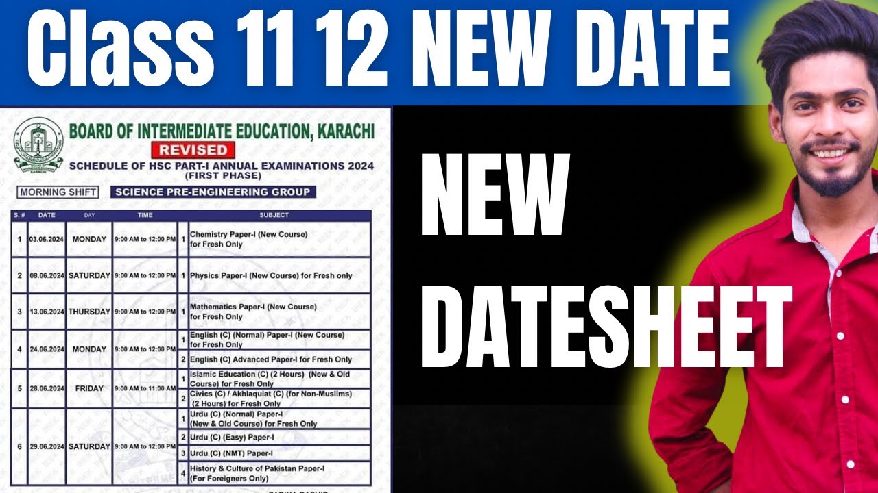 Class 11 12 New Revised Date sheet 2024 Karachi board Parho learn ...