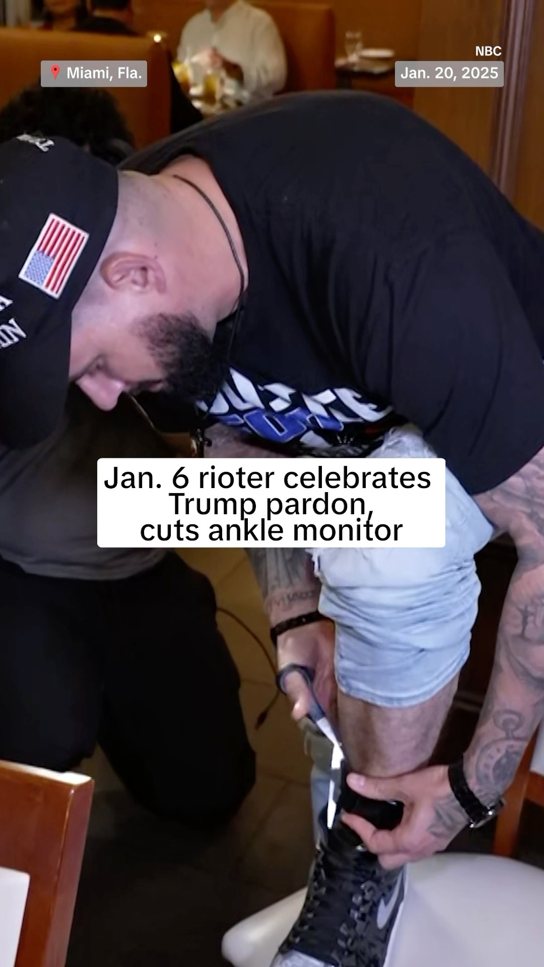 Jan. 6 rioter celebrates Trump pardon, cuts ankle monitor