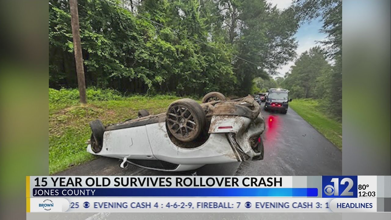 Teen injured in Jones County rollover crash - YouTube