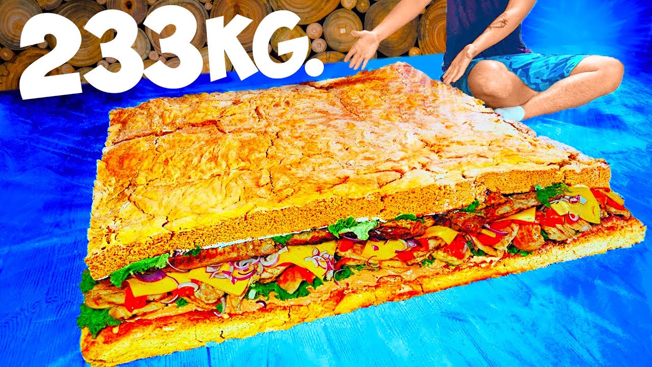 Ich habe ein riesiges Sandwich mit einem Gewicht von 233 kg gekocht von VANZAI KOCHEN