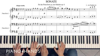 L. v. Beethoven - I. Allegro molto - Sonata in D major for piano four-hands, Op. 6 (Score) Resimi