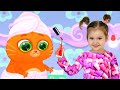 Арина и котик Bubbu играют в игре | Арина устроила для Бубу салон красоты