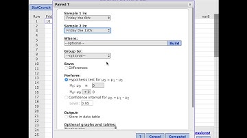 paired t test statcrunch test statistic