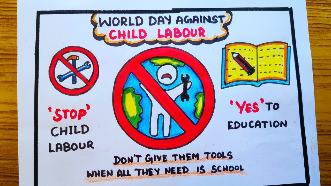 world day against child labour drawing/stop child labour poster/stop ...