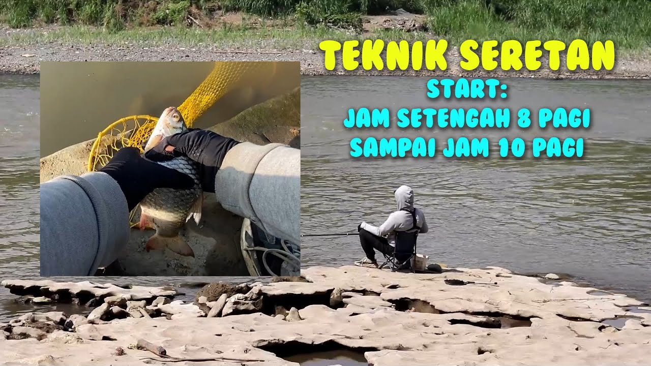 MANCING IKAN BELES ATAU TAWES SIRIP MERAH MEMAKAI TEKNIK SERETAN DI SUNGAI PROGO BAWAH DAM SAPON