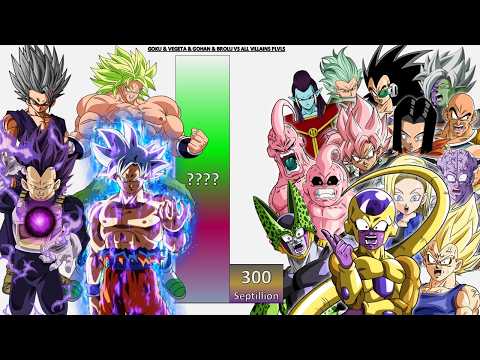 Goku & Vegeta & Gohan & Broly VS All Villains POWER LEVELS - DBZ/DBS/Daima