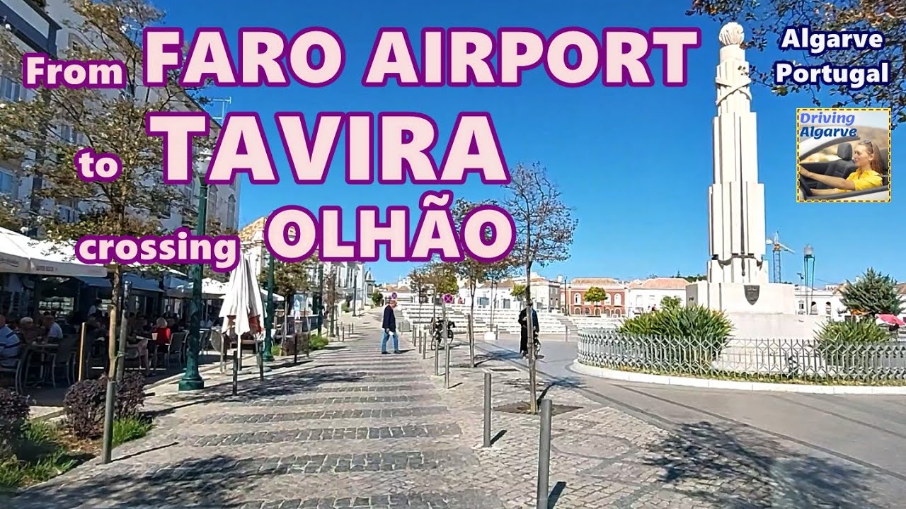 Driving from FARO AIRPORT to Tavira (Algarve Portugal) by road N125 crossing Olhão 11/2021 HD