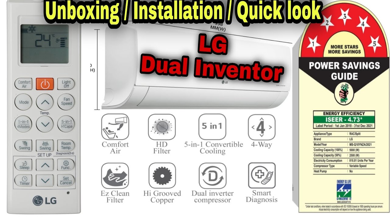 Lg 1 5 Ton 5 Star Split Dual Inverter Ac White Ms Q18ynza Stabilizer Unboxing 4k Youtube