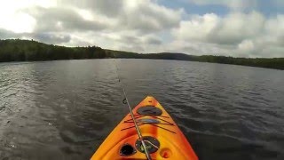 Kayak fishing at Lac La Peche, Quebec